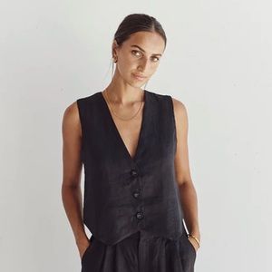 DISSH Banks Linen Vest Black NWT